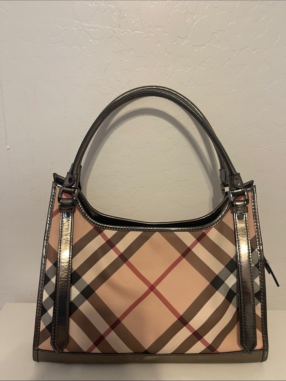 Burberry coated canvas nova check Ashmore over shoulder handbag